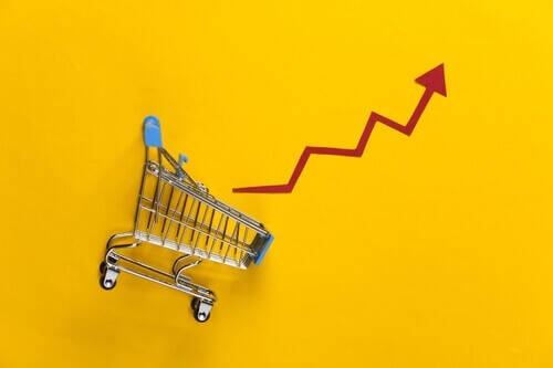 rising sales shopping trolley with growth anchor ecommerc digita marketing services