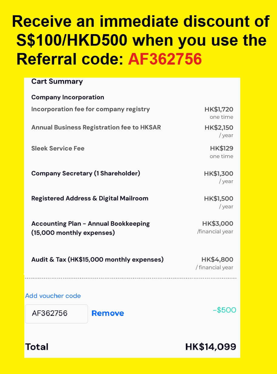 sleek referral code AF362756 for Hong Kong HK business